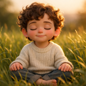 pieceful children in grass